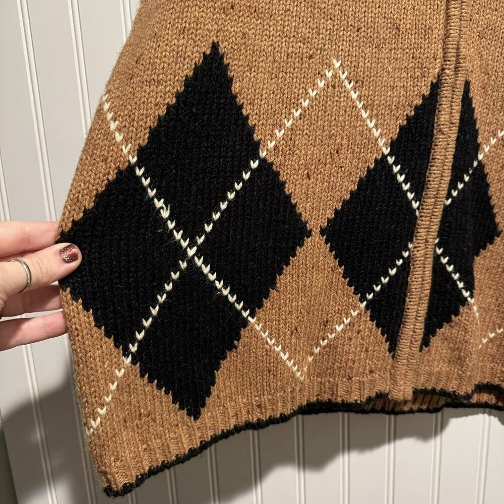 St Johns Bay Wool Argyle Sweater Vest Zip Front Womens 1X - Picture 2 of 5